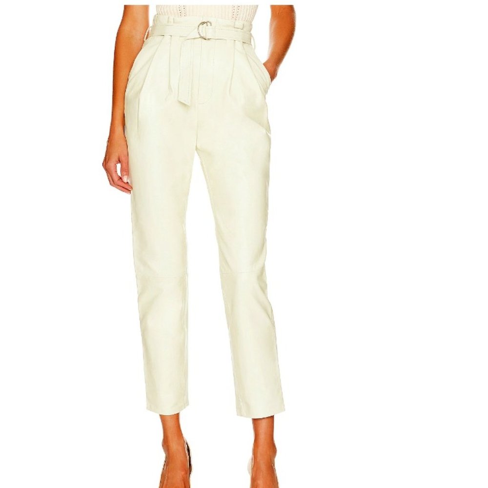 NWT ZEAL leather pants off white
